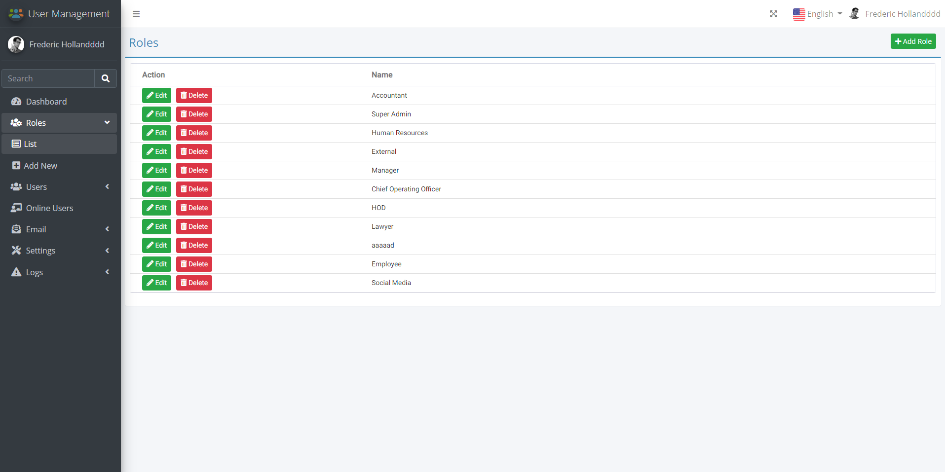 Role List.